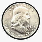 1957-D  FRANKLIN SILVER 50c HALF DOLLAR DENVER MINT 90% SILVER COIN / AU-UNC NBL