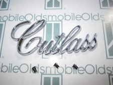 1971-1972 Olds Cutlass Chrome Trunk Script Emblem With Hardware 1971-1972 Olds Cutlass Chrome Trunk Script Emblem With Hardware
