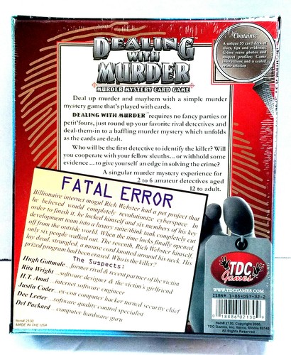 Murder Mystery Card Game Dealing with Murder "Fatal Error" - NEW - Picture 2 of 3