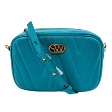 Stuart Weitzman Blue Quilted Leather Shoulder Bag | Gold Hardware
