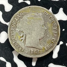 1868 Spanish Philippines 10 Centavos Lot#T4647 Silver!