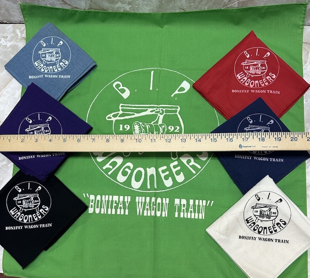 Vtg 1991 thru 1997 Lot 7 BIP Wagoneers Bonifay Wagon Train Bandana Handkerchief View 6