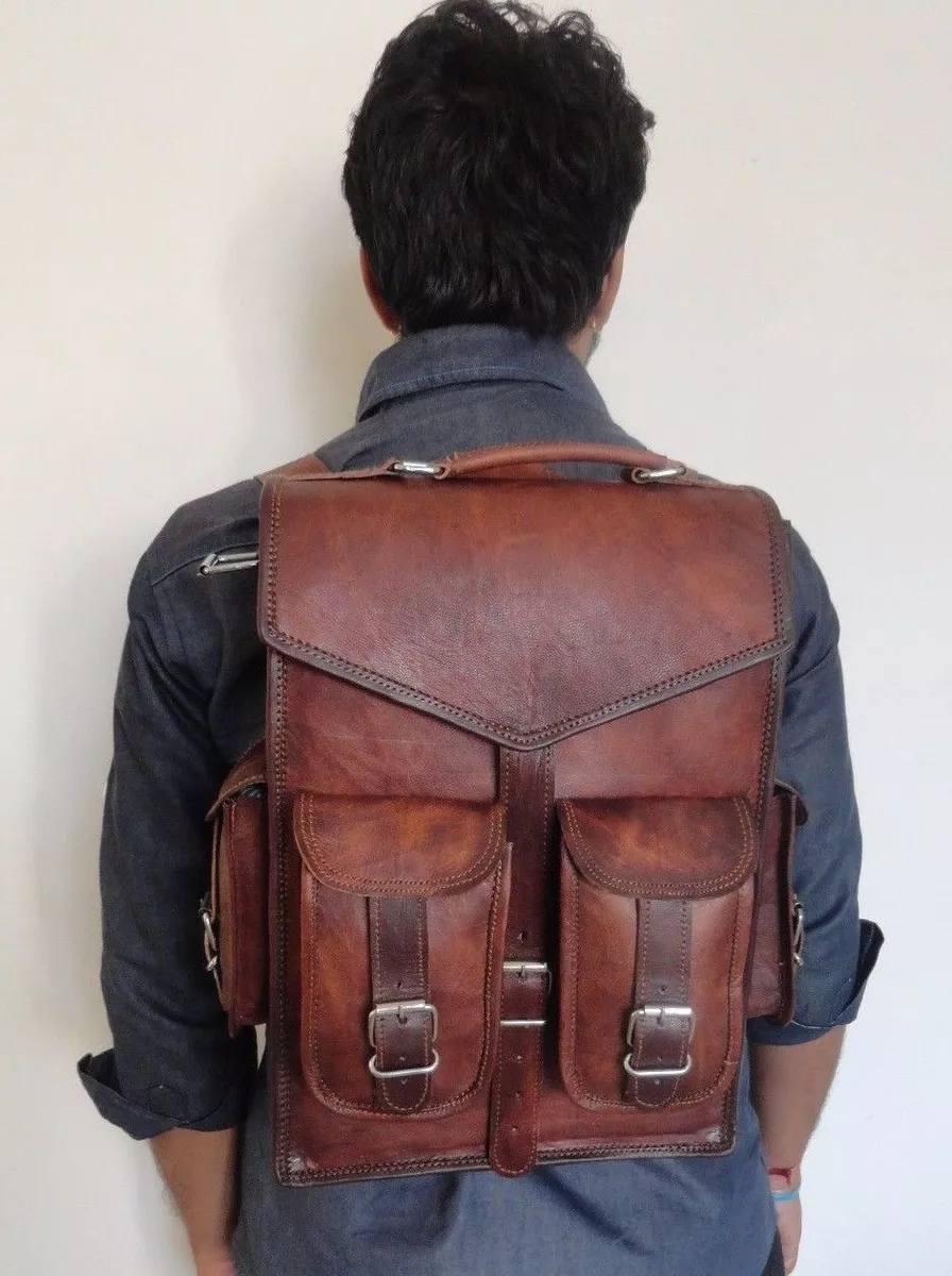Heavy duty outlet leather backpack
