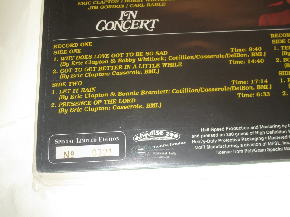 Derek & the Dominos in Concert Sealed Vinyl Records LP USA 1996 MFSL # 0721 Foto 3 de 4