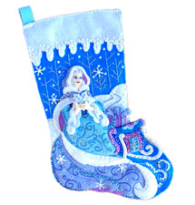 NEW Finished Bucilla Felt Christmas Stocking Winter Magic Snow Princess Handmade