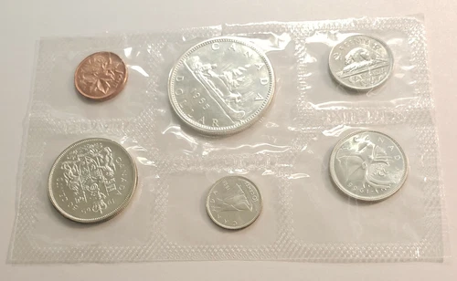 1965 Canada - Canadian Mint 6 Coin Proof-Like Set, *80% SILVER*  *IN MINT CELLO*