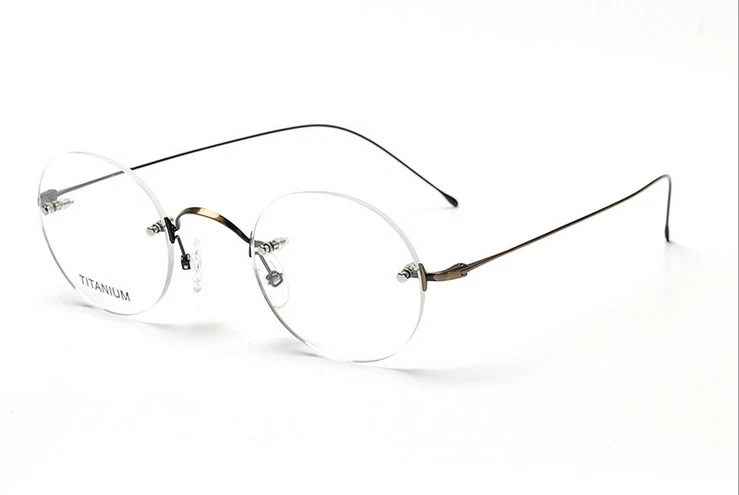 Титановые очки без оправы Steve Jobs мужские круглые очки прозрачные складные очки - Изображение 2 из 4