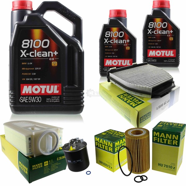 MANN-FILTER Inspektionspaket 7L Motul 5W-30 8100 X-Clean+ FüR Mercedes C-Klasse-image