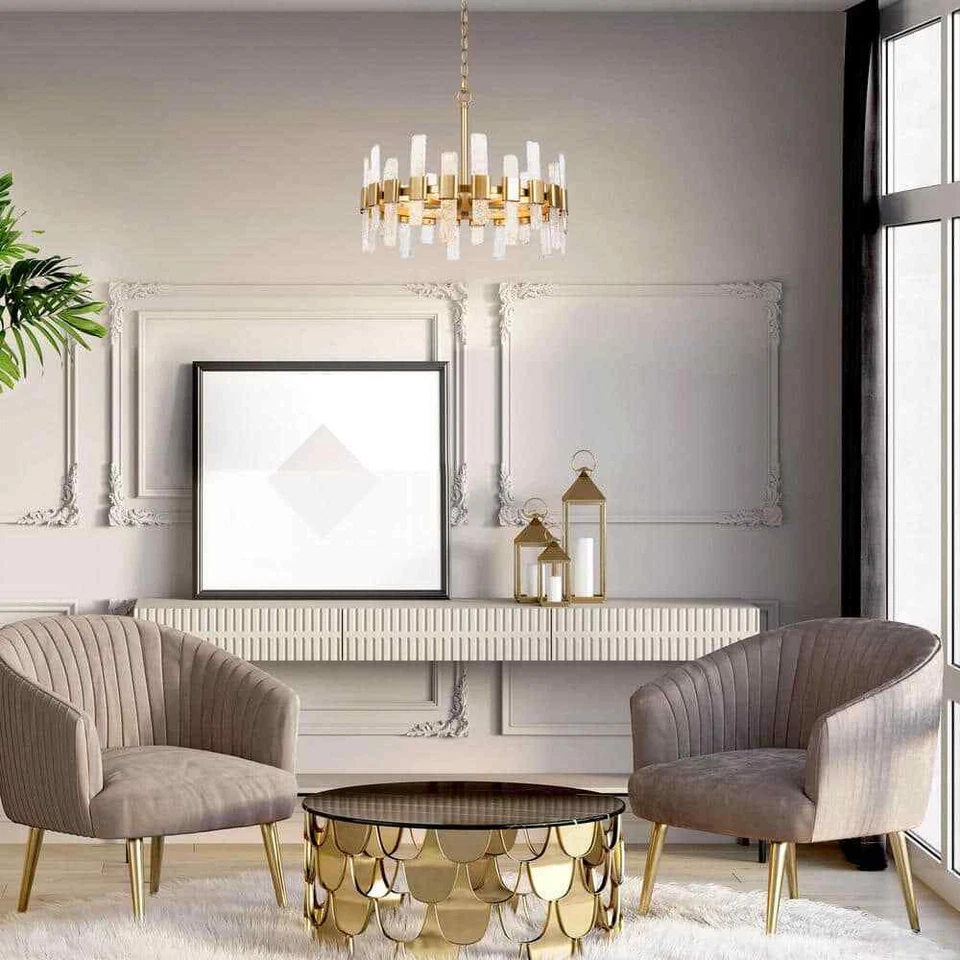 Lámpara de araña Uolfin Mid-Century moderna de isla de cocina dorada, comedor glamuroso de 6 luces Foto 2 de 4