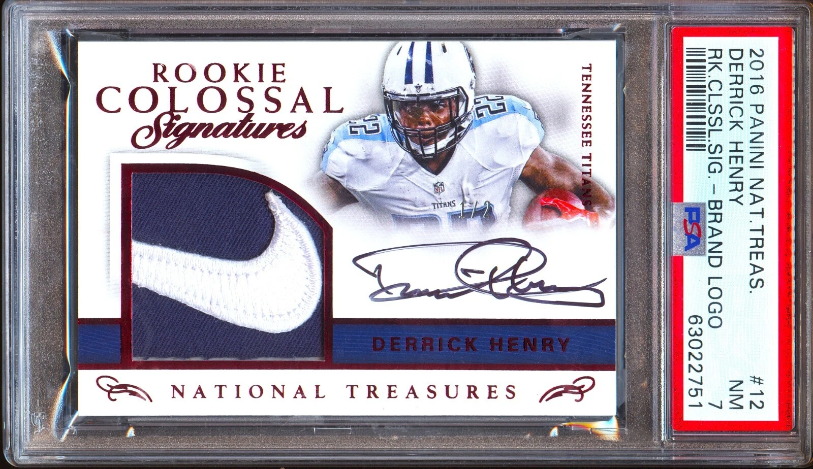 Derrick Henry Panini National Treasures Rookie Colossal Signatures #12 Brand Logo