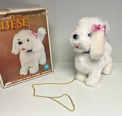 Maltese  Hund Alps Toy Made in Japan 594 mit OVP 70er Jahre Vintage