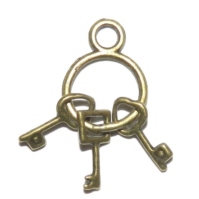 M130 Key Ring Antiqued Brass 21mm Charm Pendant Jewelry Component 10pc