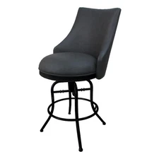 Tobias Designs Melisima 26" Swivel Metal & Vinyl Bar Stool in Gray and Black