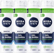 Nivea Men Sensitive Gel da Barba Camomilla Vitamina E 4x200ml Pelli Sensibili