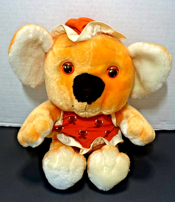 Vintage Hasbro Softies Koala Bear Googlies Plush 12  Orange Sleep Eyes 1980s