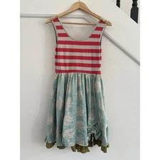 Matilda Jane Serendipity Cupcake Striped Floral Ruched Dress Small Cottagecore