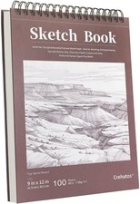 9" x 12" Sketch Book, Spiral Bound Sketch Pad, 100 Sheets 68lb/100gsm Drawing