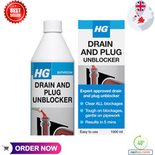 HG Drain and Plug Unblocker Fast Acting Drain Cleaner Sinks Pipe Shower Traps 1L