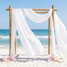 2 PCS White 18 Ft Wedding Arch Draping Fabric Sheer Chiffon Backdrop Panel