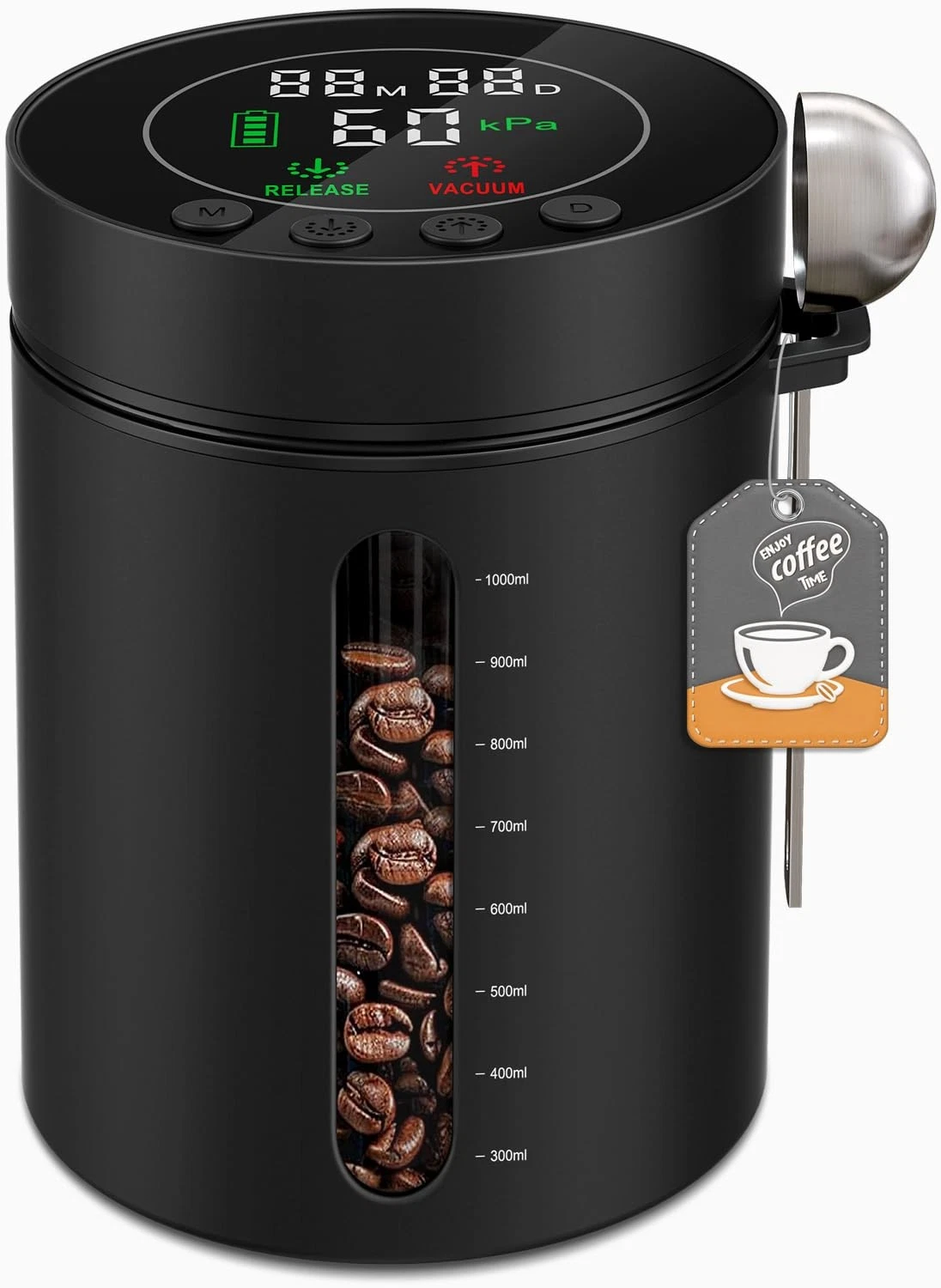 Automatic Vacuum Coffee Canister, 1.3L Airtight Food Storage Containers with ...