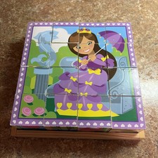 MELISSA AND DOUG WOODEN CUBE PUZZLE 16 PIECE PRINCESSES & FAIRIES COMPLETE