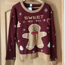 Sweet Christmas Gingerbread Man Ugly Sweater Xl Women 12-14