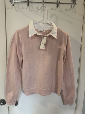 Primark Cares Women's Blush Collared Knit Pullover Sweater Lightweight Size S