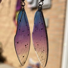 Fairy wings purple blue Ombre drop earrings g...