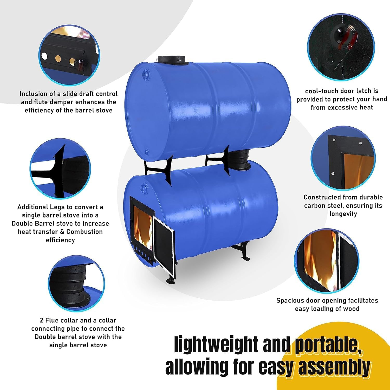 Barrel Stove Kit – Perfect for 30 to 55 Gallon Drums - Double Barrel Stove Adapt