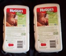 Vintage Set of 2 Huggies Baby Wipes Plastic Travel Size Container - Sealed