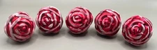 VTG Smith & Hawken Christmas 5 Small Clip-On Glass Ornaments Red Roses Germany