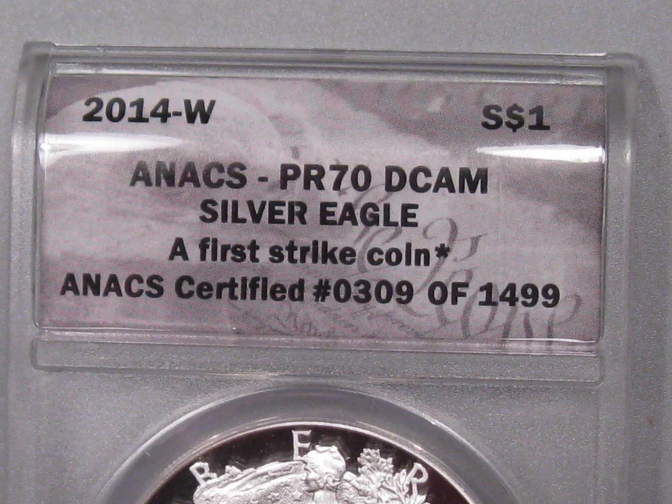 Deep Cameo Proof 2014-w Silver American Eagle ANACS PR70 DCAM 1st Strike. #23 - Image 2 of 4