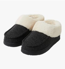 Dearfoams Ladies' Size Medium 7/8 Memory Foam Slippers, Black
