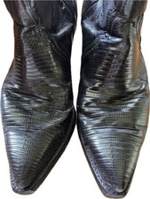 1960 s Tony Lama Black Tegu Lizard Ladies Cowboy Boots Size 10D