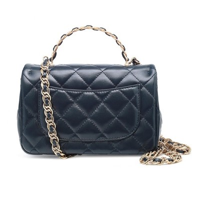 CHANEL ネイビー キルティング バッグ Chanel 23a Rectangular Top Handle Flap Mini Marine Blue Handbag