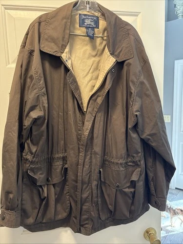 Vintage Men’s Burberry Jacket, Brown Shell Tan Interior Drawstring Waste Size XL image 2