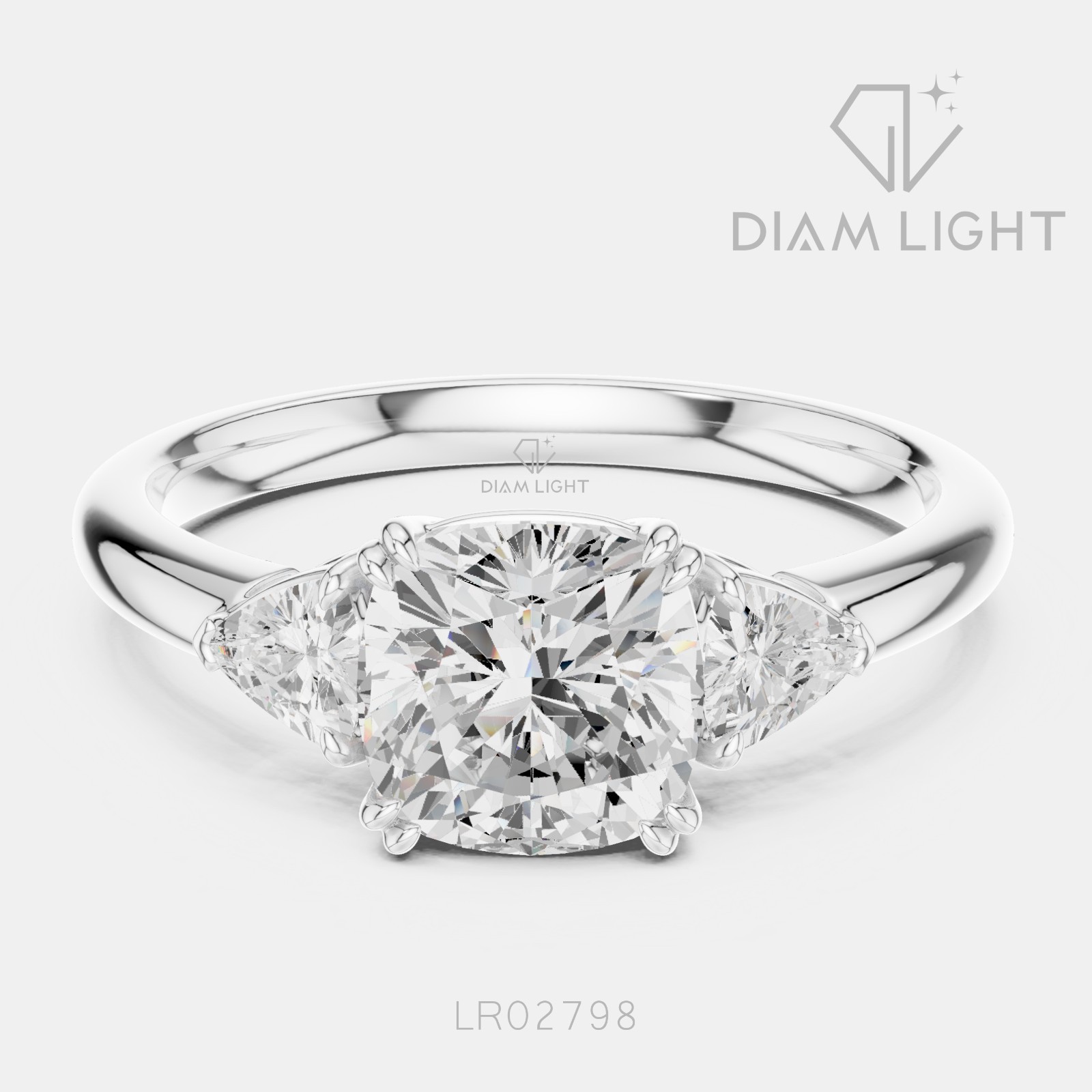 IGI 2.00 CT F+ VS+ Cushion Cut Lab Grown Diamond Engagement Ring 14k White Gold