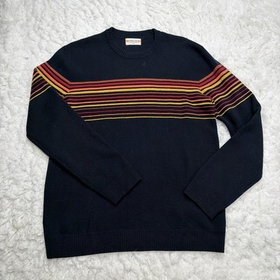 Marine Layer ARCHIVE Sweater Mens Small Relaxed Fit Navy Blue Striped Retro Look