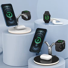 3 In 1 Magnetic Wireless Charger Stand Watch 15W Fast Charging Dock Station 