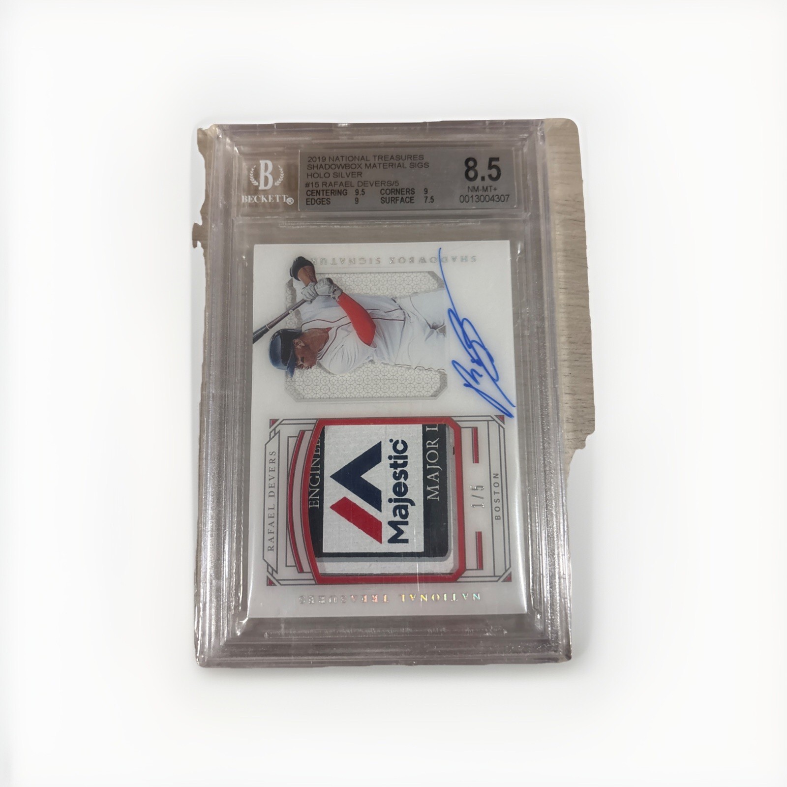 2019 National Treasures Rafael Devers Shadowbox Auto 1/5 Rare BGS Graded