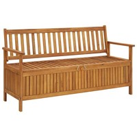 Akazie Massiv Gartenbank Stauraum 148Cm Auflagenbox Truhenbank Sitzbank vidaXL