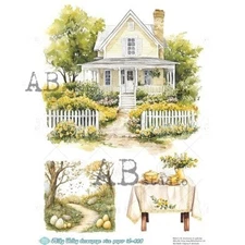 Yellow Farmhouse | A4 Rice Paper | Paper for Decoupage | AB Studios