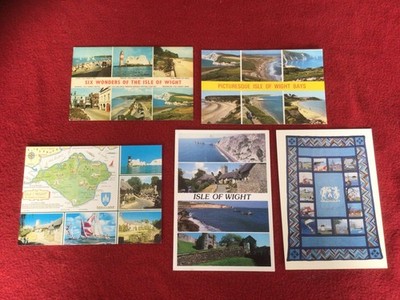 Postkarten, Isle of Wight Quilt und Multi-Ansicht von Buchten, Strand & Städten