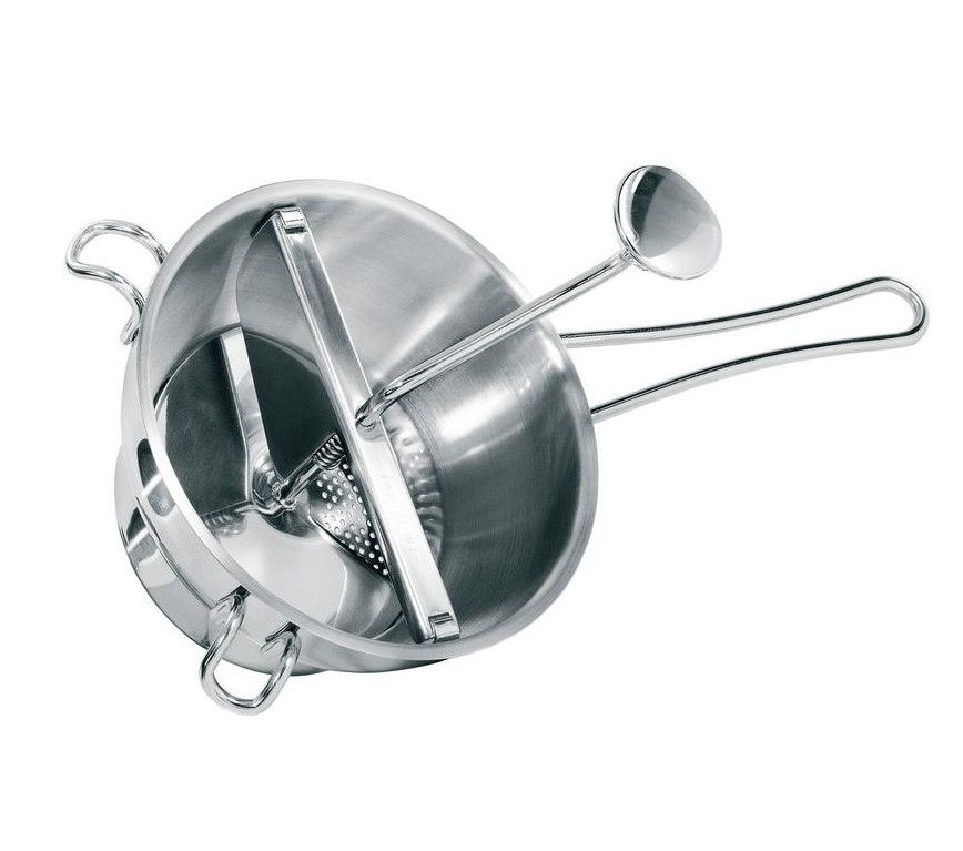 Moulin à légumes Gefu 24200 inox : presse-purée manuel de cuisine avec 2 grilles amovibles