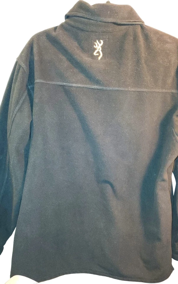 Browning Mens Medium Black Fleece Button-Up Shirt Jacket Embroidered Logo - Image 4 of 4