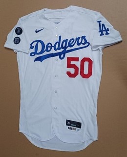 MOOKIE BETTS #50 MLB Team Issued 8/30/2024 DODGERS Nike WHITE HOME JERSEY Sz 42T