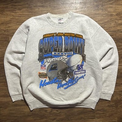 2004 Carolina Panthers - Super Bowl XXXVIII Ash Crewneck Sweatshirt vtg RM2645