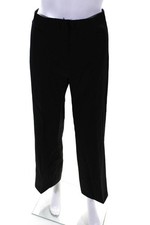 Oscar de la Renta Womens High Rise Wide Leg Dress Pants Black Wool Size 8