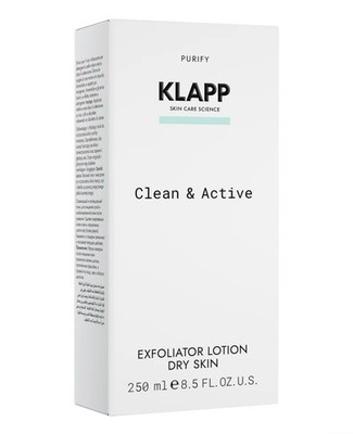 KLAPP Clean & Active Exfoliator Lotion for Dry Skin Face 250ml 8.5 fl oz