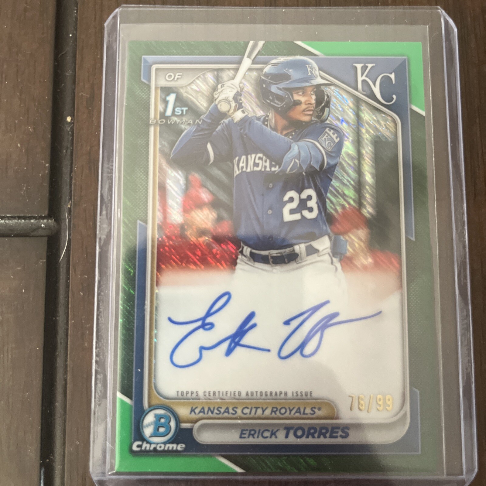 2024 Bowman Chrome Baseball Erick Torres Green Shimmer Refractor 1st Auto # /99